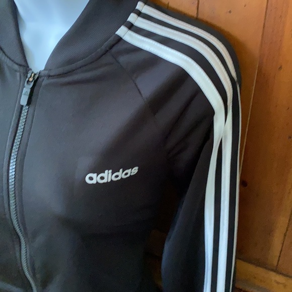 NEW Adidas Track Jacket Black with white strips - Picture 4 of 13